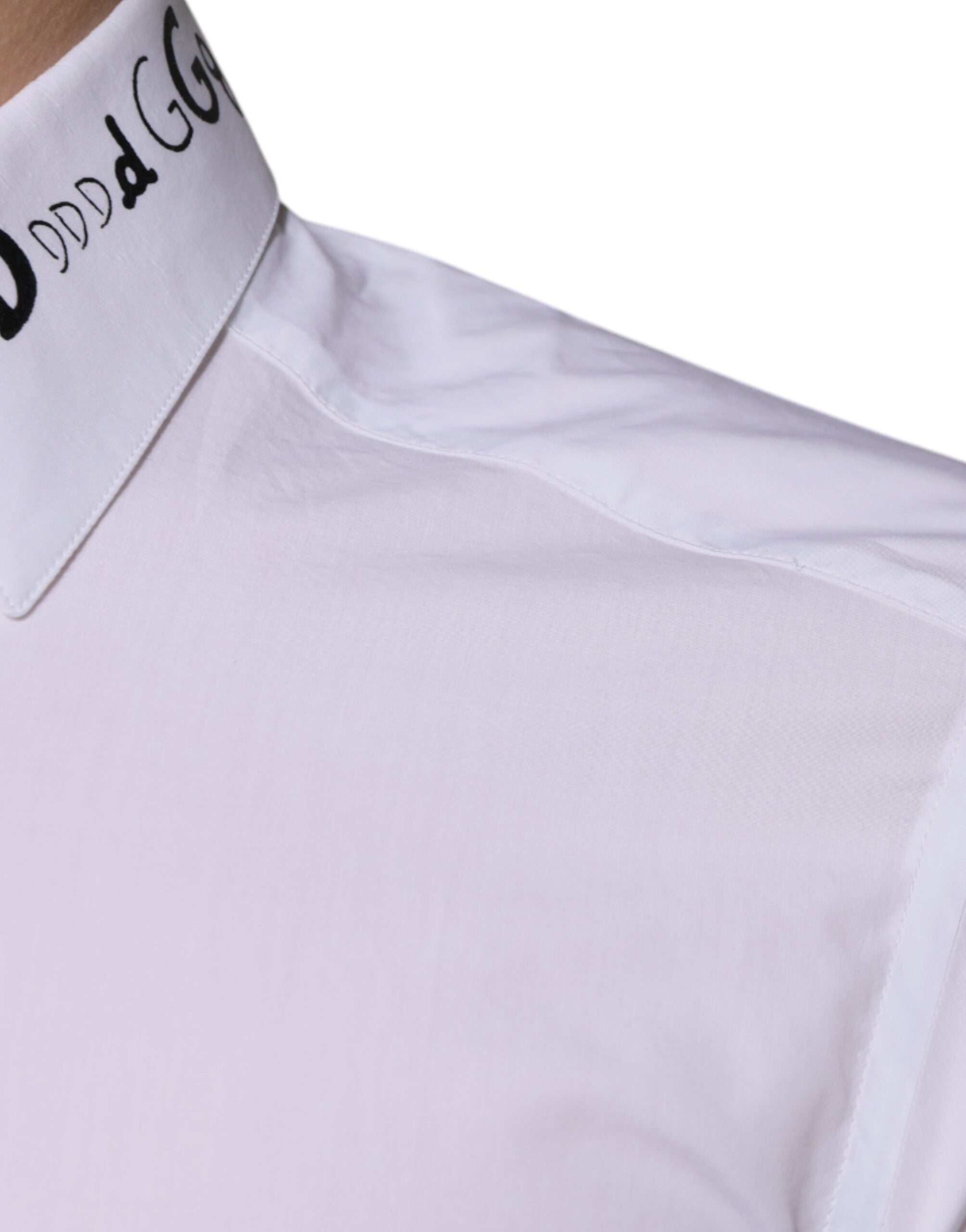 Dolce & Gabbana Men's White Logo Cotton Shirt GOLD